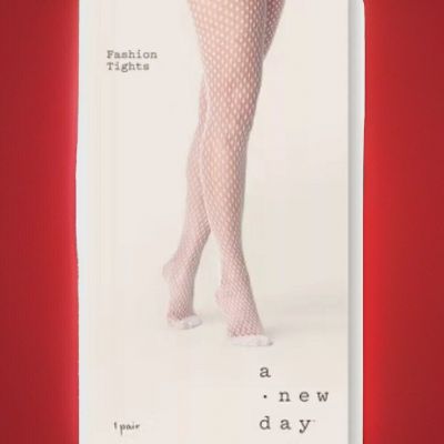 A New Day Women's White Fishnet Fashion Tights Full Toe Hose Sz M/L New & Sealed